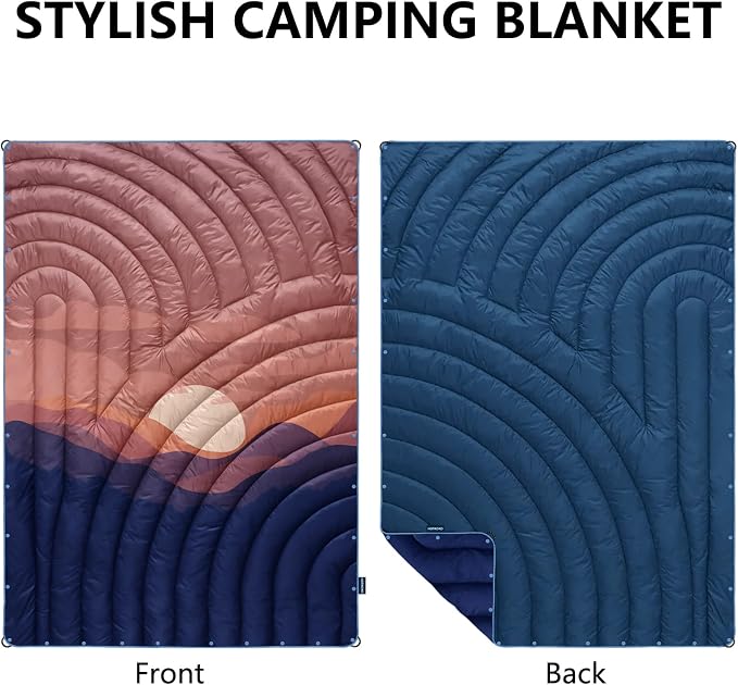 Puffy Camping Blanket,Large Camp Blanket Outdoor Camping Quilt Waterproof | Lightweight Printed Warm Packable Down Alternative Blanket for Camping,Traveling, Stadium, Hiking, Picnics - Image 2
