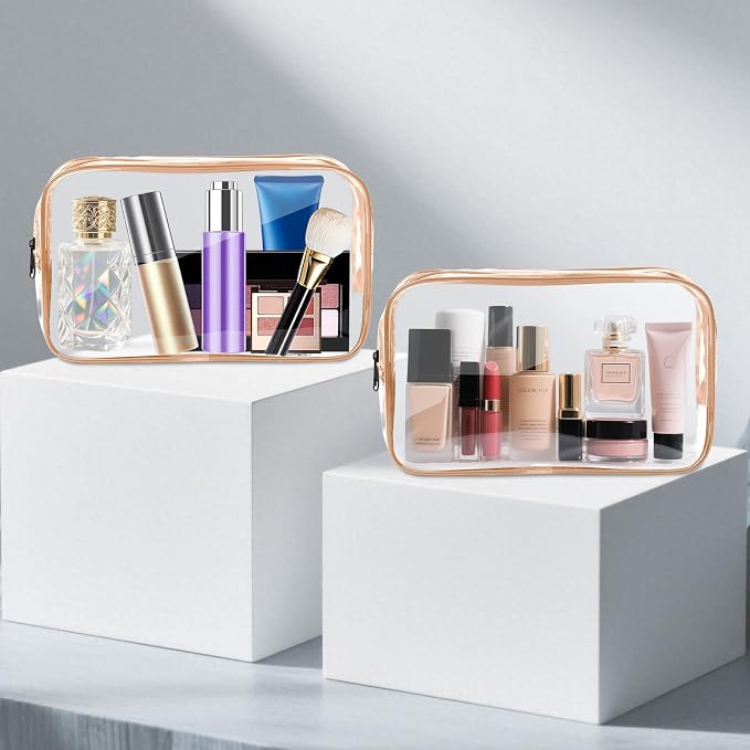 AURUZA Clear Makeup Bag,Portable Travel Toiletry Bags with Zipper, TSA Approved Clear Organizer Bags, PVC Cosmetic Pouch for Airport Airline Compliant - Image 5