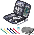 Travel Cable Organizer Bag Waterproof Portable Electronic Accessories Organizer for USB Cable Cord Phone Charger Headset Wire SD Card with 5pcs Cable Ties(Grey) by Sunsir
