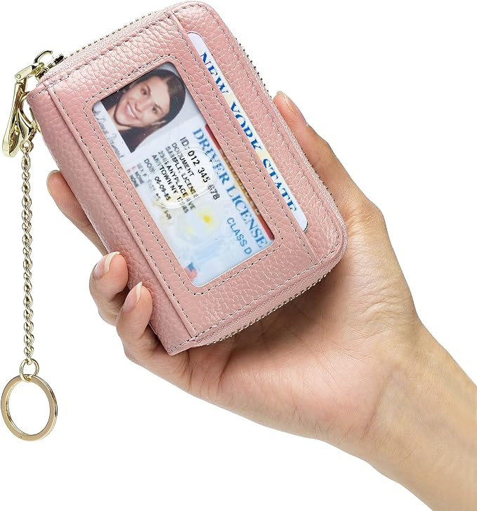 imeetu Rfid Credit Card Holder, Businese Card Case, Wallet for Women Men | Genuine Leather Card Wallet with id Window, Keychain & Double Zipper, Water-resistan Small Wallet with Gift Box, Daily Travel - Image 8