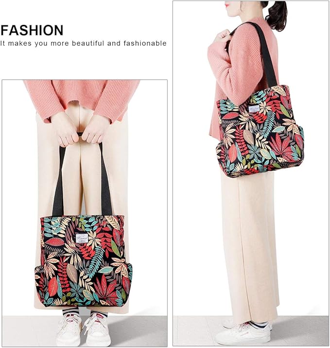 KAMO Floral Tote Bag - Waterproof Lightweight Handbags Travel Shoulder Bag for Hiking Yoga Gym Swimming Travel Beach - Image 7