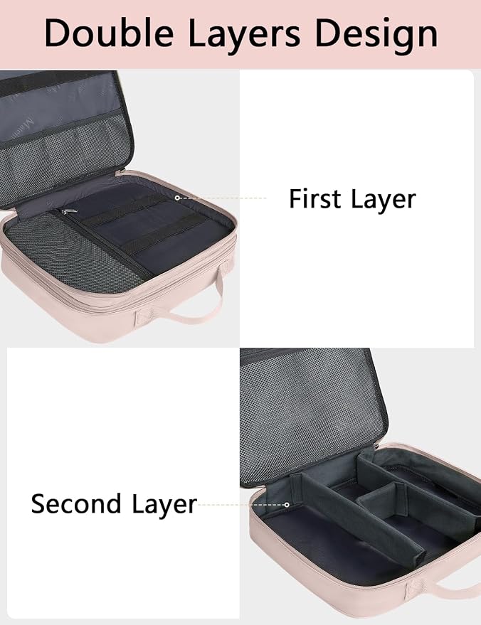 MATEIN Charger Organizer Travel Case for Women, Cord Organizer Travel | Double Layers, Portable Electronic Accessories Case with Handle, for Charger, Phone, Earphone, Tablet, Pink Gift - Image 6