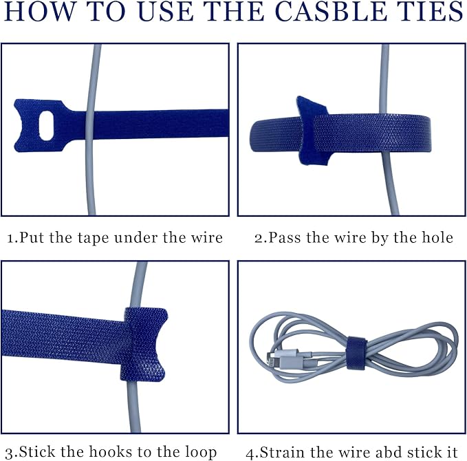 200PCS 6 Inch Cable Ties Reusable Fastener Straps Multi-Purpose Wire Ties Self-Gripping Cord Organizer Cord Wraps Adjustable Hook&Loop Cable Straps for Home,Office and Data Centers Cables Management - Image 4