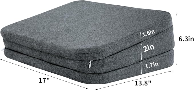 HOMBYS Adjustable Car Booster Seat for Short Drivers, 3 Heights for Different People, Adult Car Seat Cushions for Driving, Supportive Car Seat Pad for Lower Back Pain Reduce, (17"x13.8"x6.3", Grey) - Image 3