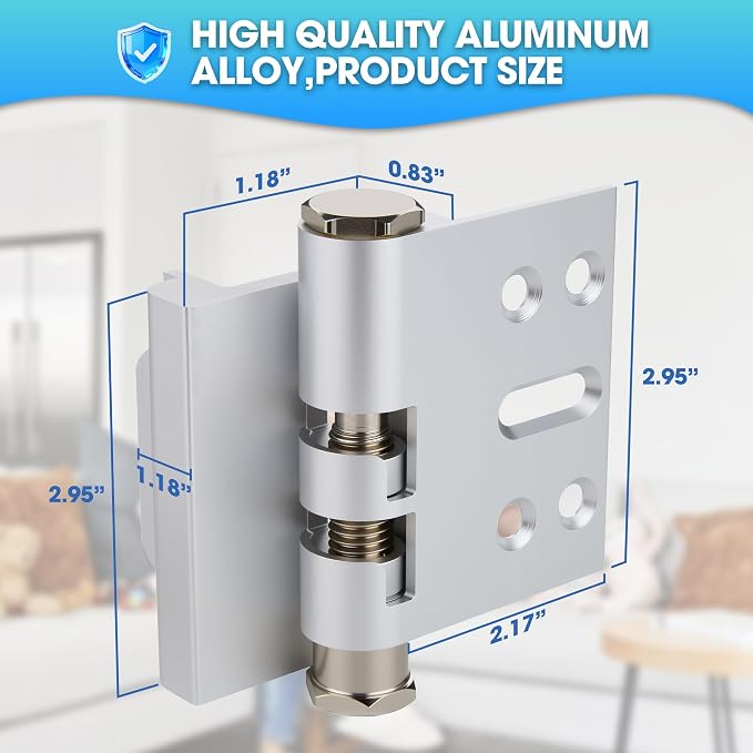 Home Door Reinforcement Lock - High Security Door Lock for Child Safe & Home Defense, Aluminum Guard for Inward Swinging Doors (Silver) - Image 2