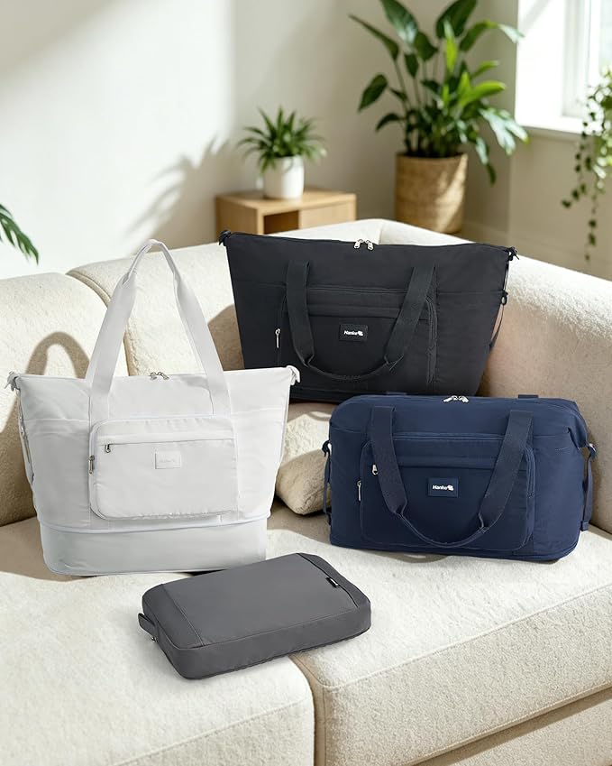 Hanke 40L Foldable Expandable Travel Tote Bag,Wet Dry Separation Laptop Weekender Carry On Bag for Travel Gym Beach Daily Use - Image 3