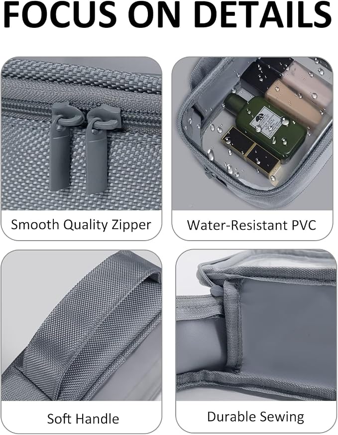 Moyad TSA Approved Toiletry Bag Clear Quart Size Travel Bags Makeup Bag | Large Opening, for Men and Women, Carry on Airline Compliant, Transparent Liquids Pouch, Grey - Image 3