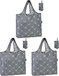 HOLYLUCK Reusable Grocery Bags,Heavy Duty Foldable Shopping Tote Bag (Standard, Grey square) by holyluck