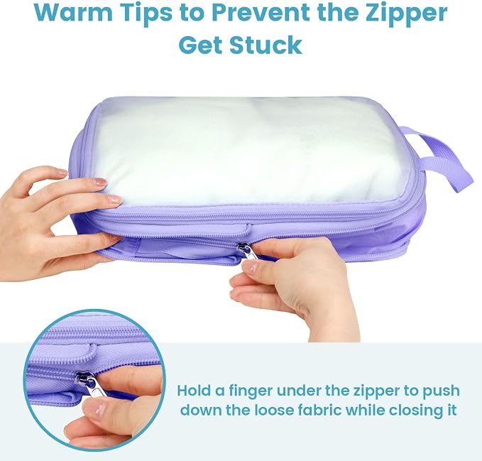 Cambond Mesh Compression Packing Cubes for Travel - 6 Set Organizer, Purple | with Shoe and Underwear Bag, Keep Clothes Sorted, See Through Mesh Helps Quickly Find What You Need, Compression Zip Design - Image 7