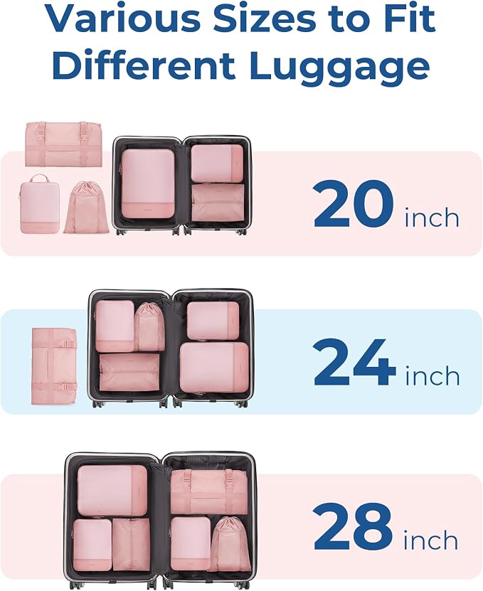 BAGSMART Hanging Compression Packing Cubes 6 Set Cruise Travel Essentials | 3-Fold Space Saving Hanging Shelves, Closet Organizers & Storage, Compressible Suitcase Organizer Bags, Machine Washable Cube - Image 5