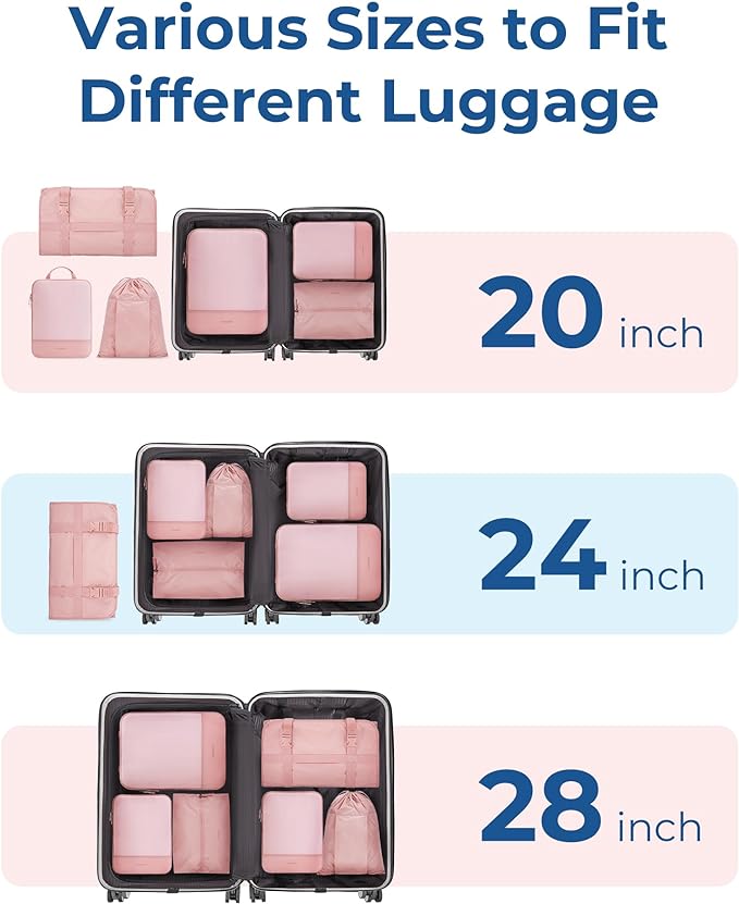 BAGSMART Hanging Compression Packing Cubes 6 Set Cruise Travel Essentials | 3-Fold Space Saving Hanging Shelves, Closet Organizers & Storage, Compressible Suitcase Organizer Bags, Machine Washable Cube - Image 5