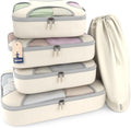 Shacke 5 Set Packing Cubes for Travel with Laundry Bag (Sand) | Suitcase Organizer Bags Set: 4 Water-Resistant Luggage Cubes, XL to Small, + Laundry Bag for Carry-On or Checked by Shacke
