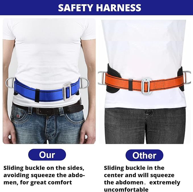 Trsmima Safety Climbing Harness Belt - Positioning Climbing Belt with Waist Pad and 2 D Rings, Personal Portable Safety Belt Kit Protective Equipment | Waist Pad Personal Portable Safety Belt Kit Protective Equipment - Image 2
