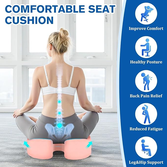 CushyOasis Seat Cushion, Gel Memory Foam Office Chair Cushions, (Pink) | Anti-Slip Back & Removable Cover, Ergonomic Tailbone Support Seat Cushion, Memory Foam Seat Cushion for Office - Image 3