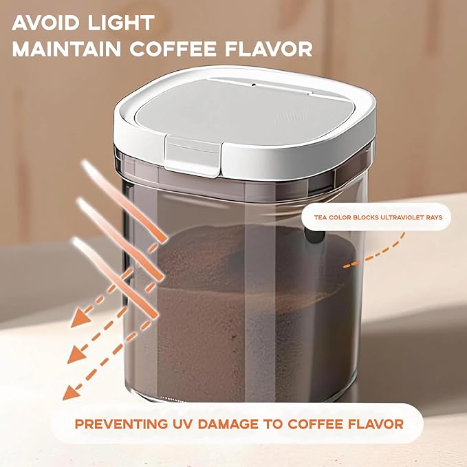 15oz Coffee Canister, Airtight Storage Container, 1300ml | Food Storage Container with Magnetic Scoop, Kitchen Jar for Grounds, Beans, Tea, Sugar, Flour, Cereal - Image 3