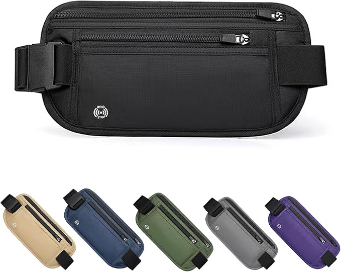 Black Hidden Money Belt for Travel for Men, Waist Wallet Anti Theft, RFID Passport Holder For Travel Men Or Women, Money Pouch, RFID Passport Holder(Black1) by Unknown