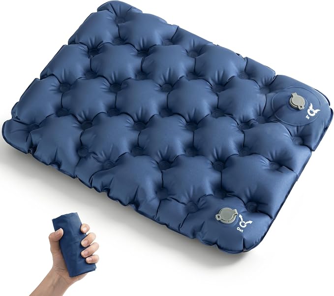 Inflatable Seat Cushion for Stadium & Travel, Built-in Pump Portable Air Seat Pad, Waterproof Bleacher Cushion for Air Travel, Camping, Soccer Games & Outdoor Events by Unknown