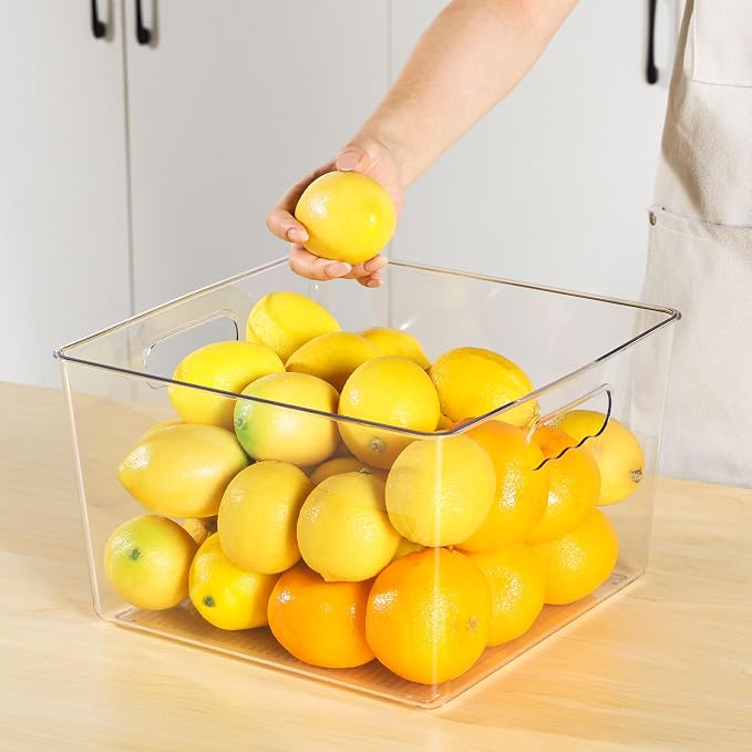 Vtopmart 10 Pack Extra Large Clear Storage Bins, 11x11 Cube Organizer | Acrylic Cube Storage Bins, Plastic Containers with Handle for Pantry, Kitchen, Closet, Laundry Room, Bathroom, Under Sink - Image 8