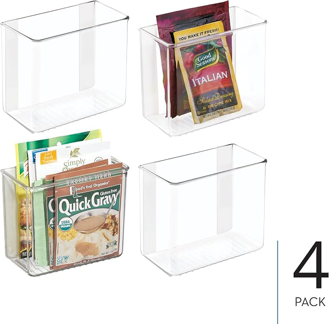 iDesign Adhesive Organizer Bin, Set of 4, Clear | Damage-Free Hanging, For Kitchen, Bathroom, or Office - Image 2