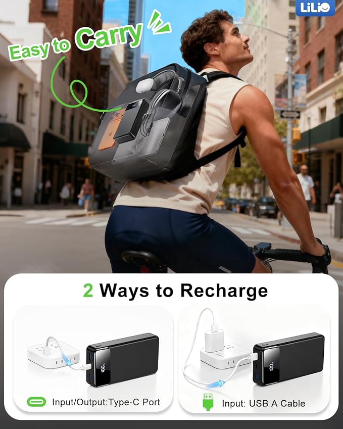 LILIO 60000mAh Portable Charger, 22.5W Fast Charging with 3 in 1 Cable | Charges 5 Devices, LED Display, Fits Camping, Road Trips, Hiking, Emergencies, for iPhone 17-12/Samsung/Android/iPad - Image 7
