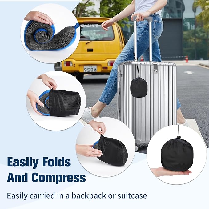 Cirorld Neck Pillow for Traveling, Travel Pillows for Airplanes,100% Pure Memory Foam Travel Neck Pillow, Adjustable Flight Pillow, Portable Plane Accessories with Eye Mask, Earplugs, Carry Bag - Image 8