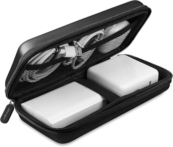 iMangoo Travel Essential Electronics Organizer Charger Case Carrying Pouch | 8.5x4.5x2" Power Bank Tech Accessories Protective Storage Shockproof Portable Purse Men Women School Office Trips Must Have by iMangoo