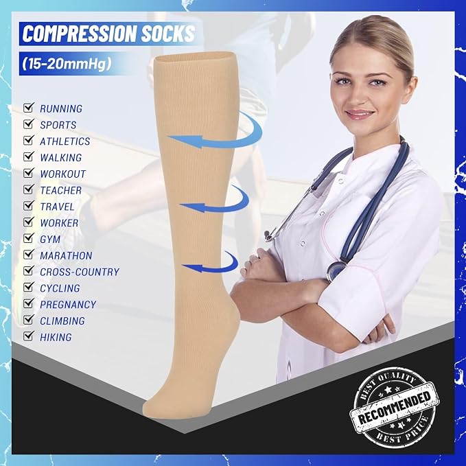 3 Pairs Compression Socks for Women & Men 15-20 mmHg, Knee High | Best Support for Cycling Athletic Hiking Running - Image 6