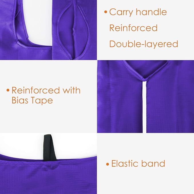 BeeGreen Purple Reusable Grocery Bags Wholesale Purple Reusable Kitchen Bags Bulk Foldable-Machine Washable with Zipper Storage Pouch 20 Packs - Image 7