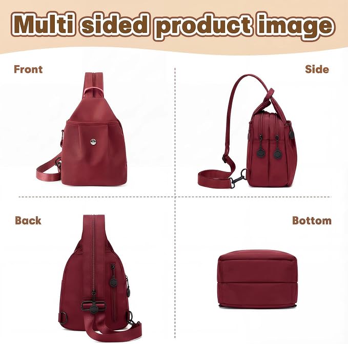Waterproof 2-Way Mini Commuter Bag, Multi-Compartment Oxford Small Backpack, For Women, Collegeman, Commuter, Travel with Anti-Theft,Three in One Multifunctional Convertible Design (Orange) - Image 7