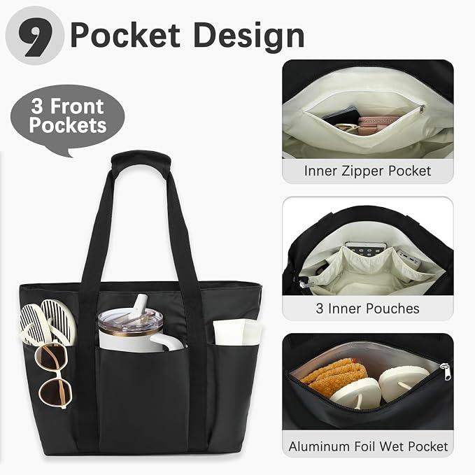 Fammart Mesh Beach Bag for Women, Large Beach Toy Pool Bag with Zipper Pocket, SandProof Cruise Essentials 2026 Family Travel - Image 3
