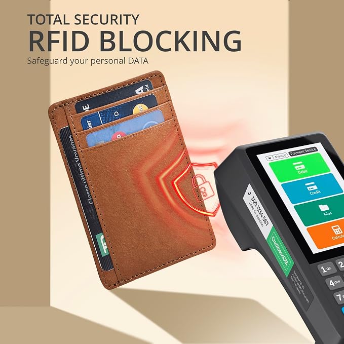 Slim Minimalist RFID Leather Wallet, Front Pocket Card Holder for Men - Image 5