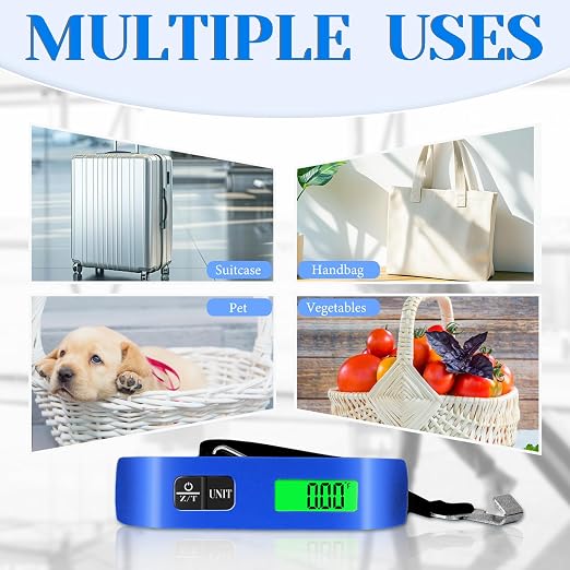 Luggage Scale, 110lb/50kg Portable Luggage Weight Scale, Blue | Unit Conversion,Automatic overload,Low battery warning modes,LED Display,for Weighing Luggage, Backpacks, Fruits and Pets - Image 2
