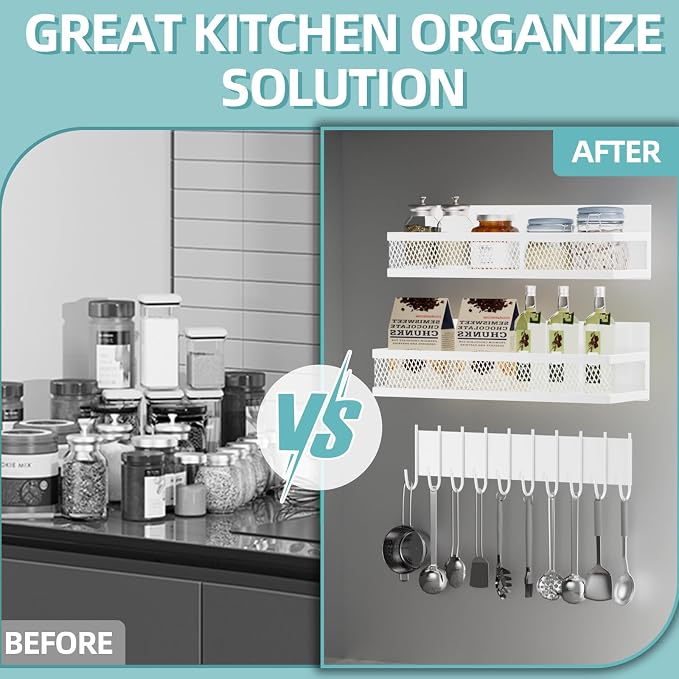 Magnetic Spice Rack for Refrigerator, 3 Pack Magnetic Shelf for Refrigerator, Movable Magnetic Basket is Used for Side Storage in Ovens, Microwaves, or Washing Machines - Image 5