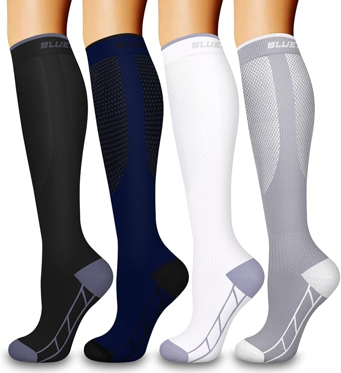 4 Pairs Compression Socks for Women and Men-Circulation Best Support Socks for Running,Athletic,Cycling by Bluemaple