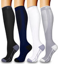 4 Pairs Compression Socks for Women and Men-Circulation Best Support Socks for Running,Athletic,Cycling by Bluemaple