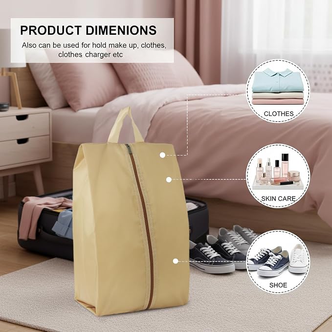 6pcs Portable Shoe Organizer, Travel Pouches with Zipper, Golf Shoe Bags, Clothes Bags, Soccer Cleats Bag Shoe Pouch for Gym, Waterproof, Odor-Resistant (Khaki) | Golf Shoe Bags, Clothes Bags, Soccer Cleats Bag Shoe Pouch for Gym, Waterproof, Odor-Resi... - Image 3