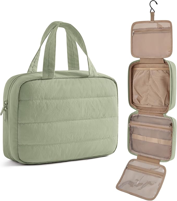 Travel Toiletry Bag - Hanging Makeup Organizer for Women & Men | Portable Hanging Organizer for Travel-Sized Shampoo, Full-Sized Toiletries, Brushes Set, Makeup Accessories, Forest Green by LIGHTFLIGHT
