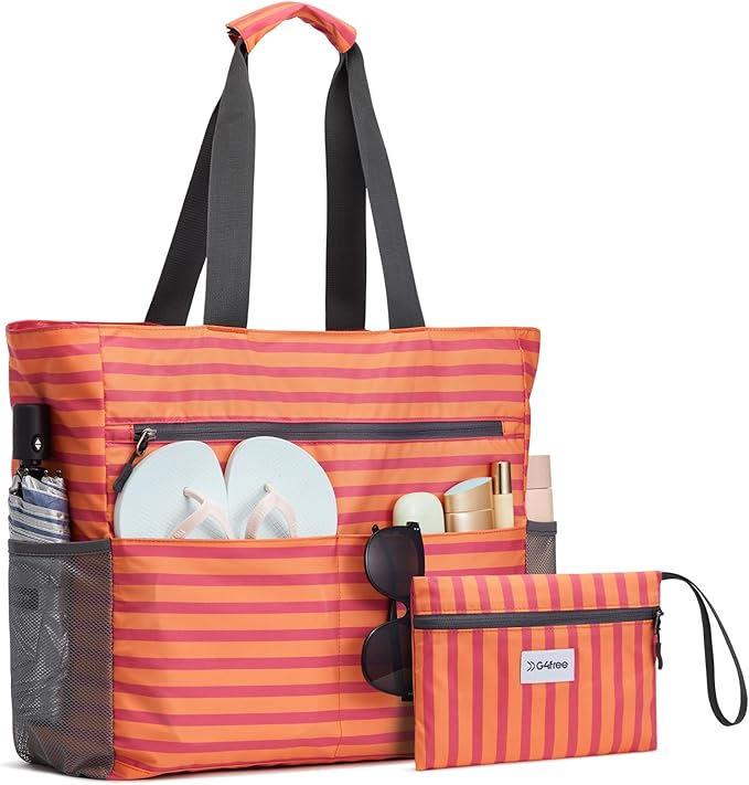 G4Free Beach Bag, Waterproof Sandproof Beach Tote Bag, Large Capacity Foldable for Women by G4Free