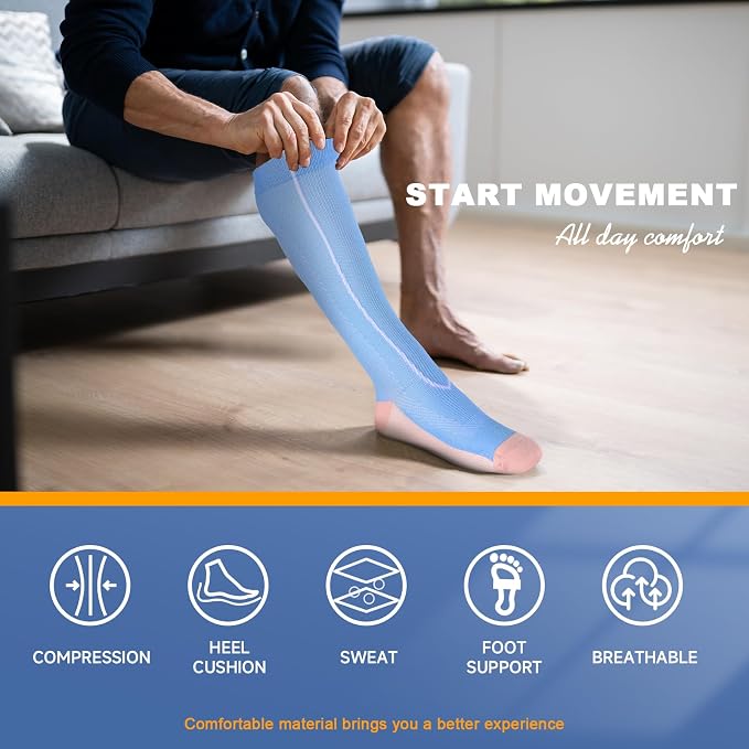 cerpite Compression Socks for Women & Men 6 Pairs Knee High Compression Socks 20-30 mmhg Best for Running,Nurse,Travel - Image 6
