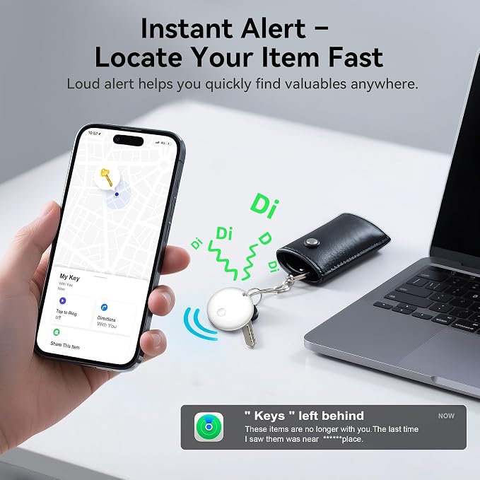 Air Tracker Tag-2 Pack for Android/iOS - [Apple MFi Certified] | Bluetooth Air Smart Tags Works with Apple Find My/Find Hub APP, Key Finders, Item Locator for Keys, Bags, Suitcases, Luggage - Image 3
