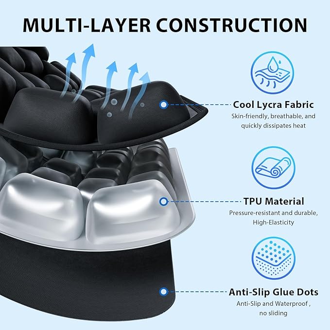 Inflatable Seat Cushion, Pressure Relief Airplane Seat Cushion for Long Flights Without Air Pump, Portable Car Seat Cushions,Office Chair Wheelchair Cushions Relief Discomfort in Coccyx&Buttock - Image 3