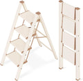 4 Step Ladder, Folding Step Stool with Anti-Slip Wide Pedal | Lightweight, Aluminum Material, 330LBS Load, Portable, Easy Storage, Space Saving, for Kitchen, Bedroom Use, Chocolate White by GameGem