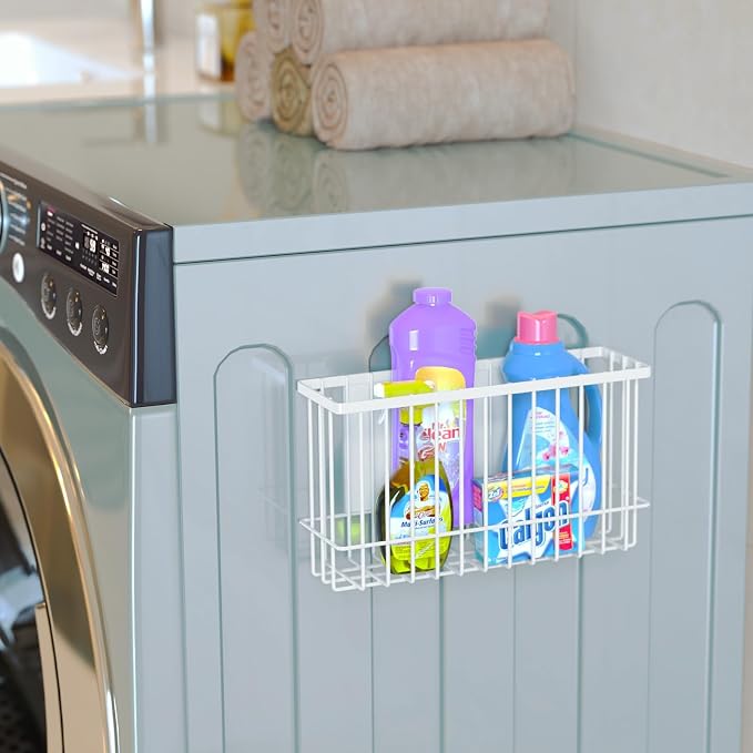 NiHome Magnetic Basket Organizer, Dryer Ball Holder, 1 Pack, White | Hold Up to 14 Lbs, Fits Fridge or Any Metal Surface, No Drill Install, Saves Space for Home or Office, Medium & Small - Image 8