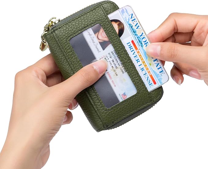 imeetu Rfid Credit Card Holder, Businese Card Case, Wallet for Women Men | Genuine Leather Card Wallet with id Window, Keychain & Double Zipper, Water-resistan Small Wallet with Gift Box, Daily Travel - Image 3
