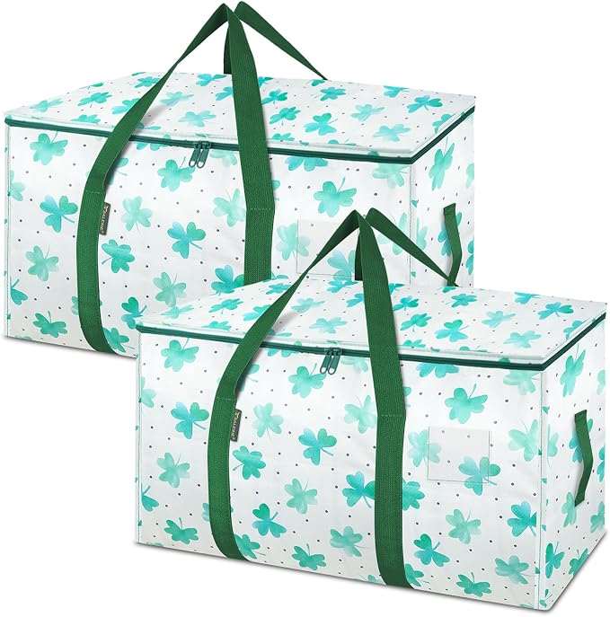 BALEINE 2-Pack Oversized Moving Bags with Reinforced Handles, Heavy-Duty Storage Tote for Clothes, Moving Supplies (Clover, 2-Pack) by BALEINE