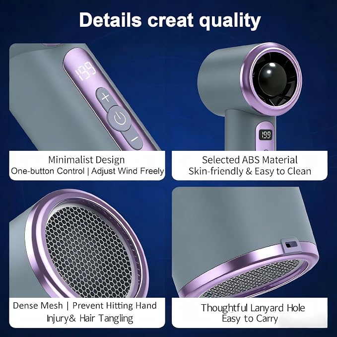 Portable Fan For Travel,Handheld Mini Fan 6 hours battery life with LED Display,6-Speed Mini Rechargeable Fan for Outdoor & Office & Indoor - Image 3