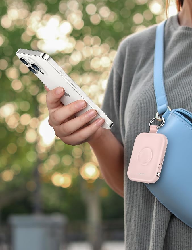 RORRY CharmGo Portable Charger, 5000mAh Portable Charger Power Bank | Built-in Cables,Travel Keychain Battery Pack Essentions for Apple Watch 1~11 Series/Ultra/SE & iPhone Air/17/16/15/14/13/12 - Image 5