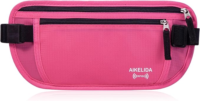 Travel Money Belt - Slim Passport Holder Travel Wallet with RFID Blocking Travel Pouch Undercover Fanny Pack for Women by AIKELIDA