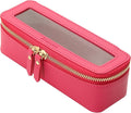 Aveniee Clear Makeup Brush Bag, Slim Brush Holder Cosmetic Case, Small Travel Toiletry Bag for Women, Thin Make up Bags with Dual Zipper, Cute Travel Essentials Srorage Bag,Hotpink by Aveniee