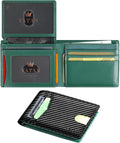 VATAN Wallet for Men Slim RFID Blocking Leather Credit Card Holder Wallet for 15 Cards, Bifold Minimalist Thin Wallet with 2 ID Windows & Cash Slot, With Gift Box (Carbon black and Green) by VATAN